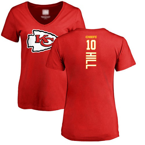 Women Football Kansas City Chiefs #10 Hill Tyreek Red Backer T-Shirt